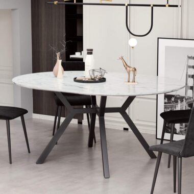 Wooden Surface Expandable Oval Dining Table