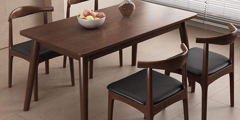 Modern Nordic walnut solid wood dining table