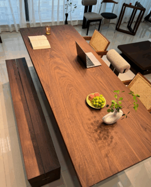 Modern Nordic walnut solid wood dining table