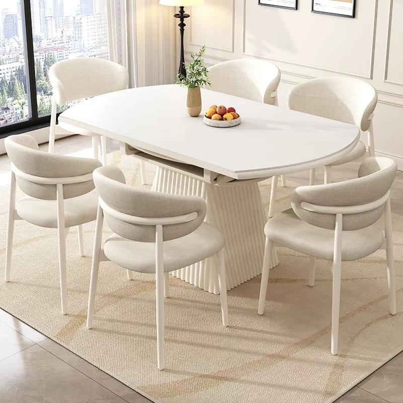 round extendable sintered stone wooden dining table