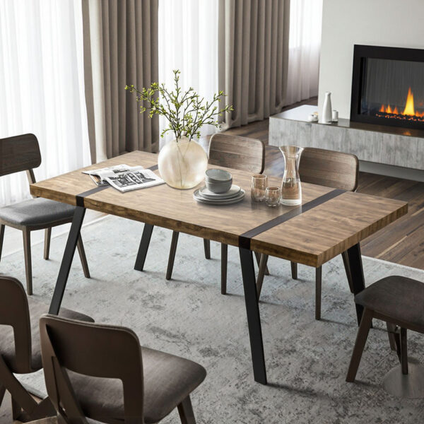 rectangular extendable walnut oak wood dining table