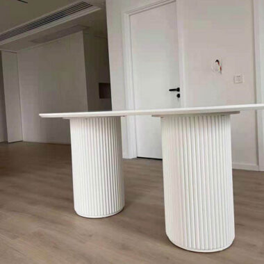 Modern oval cream marble dining table