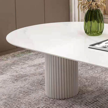 Modern oval cream marble dining table