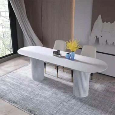 Modern oval cream marble dining table