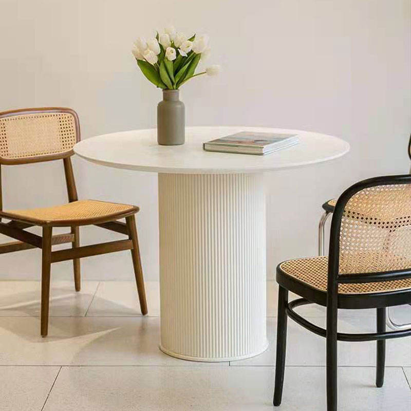 Modern oval cream marble dining table