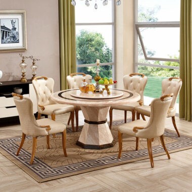Nordic luxury round marble dining table